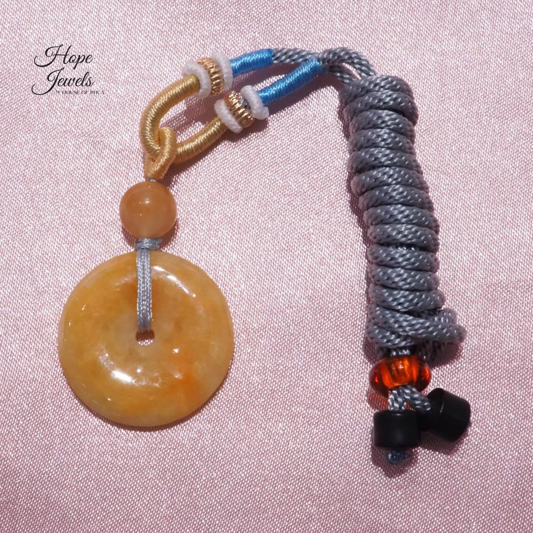 Orange Brown Ping An Kou Jade Pendant - Grade A Jadeite - Image 3